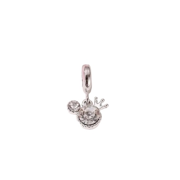 Silver Mickey Mouse Head with Crown Charm - Picture 1 of 6